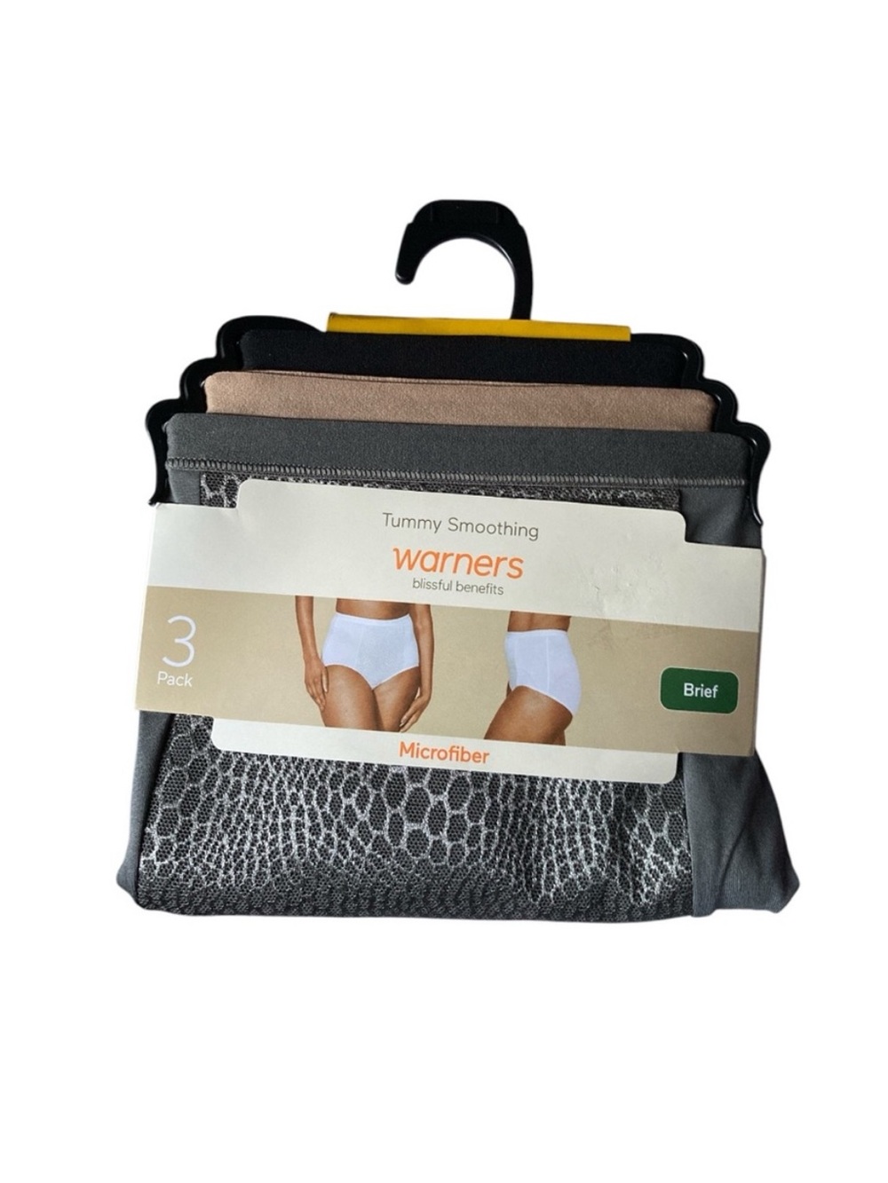 Warner’s Seamless High-Waisted Briefs Pack Black Nude Gray